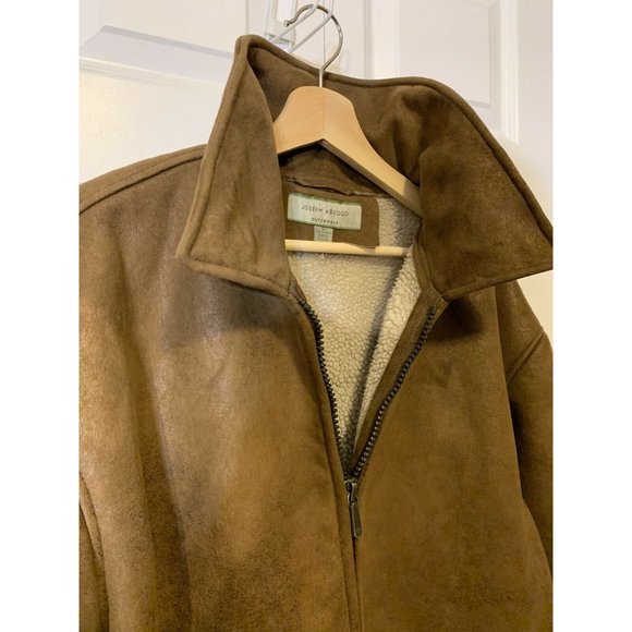 Joseph‎ Abboud Men’s XL Outerwear Brown Faux Suede Sherpa Lined Full Zip Jacket - Picture 8 of 11